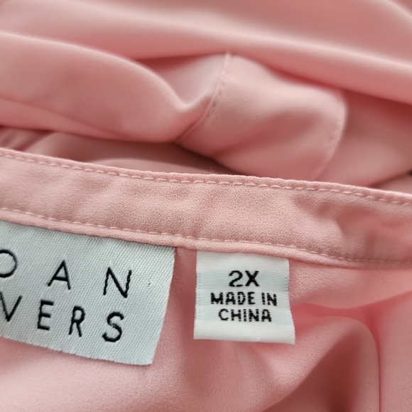 Joan Rivers long sleeve button down smocked plus size pink top size 2X - Picture 6 of 9